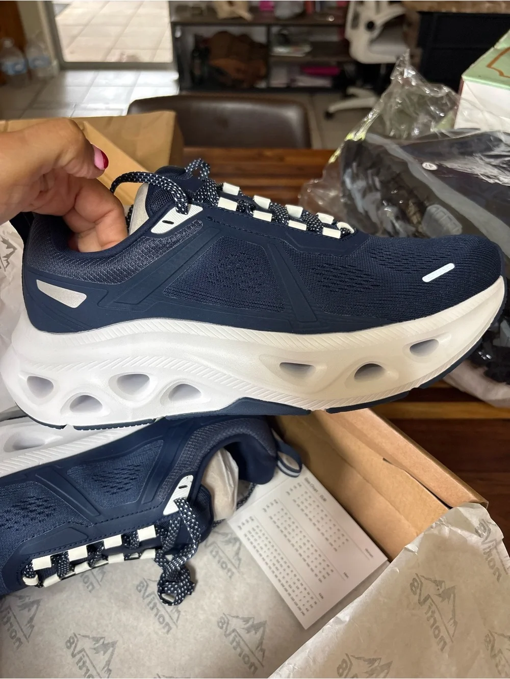 Men's Athletic Running Shoes in Navy and White - Lightweight Performance